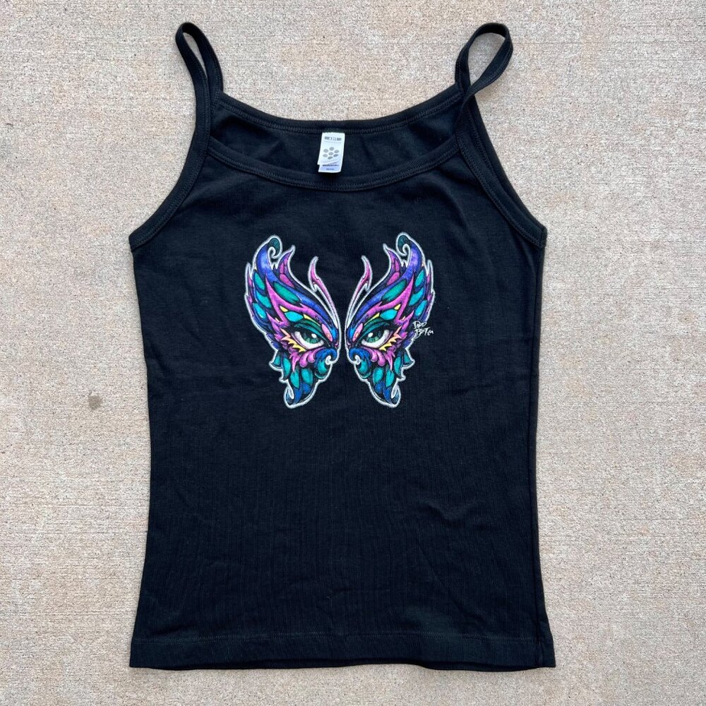 Vintage Y2K Butterfly Eyes Cropped Tank Top